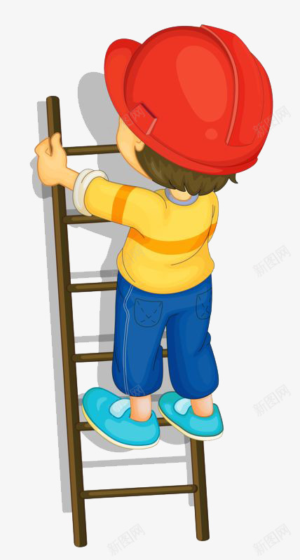 爬梯子的小男孩png免抠素材_新图网 https://ixintu.com 创意 卡通 小男孩 手绘 梯子
