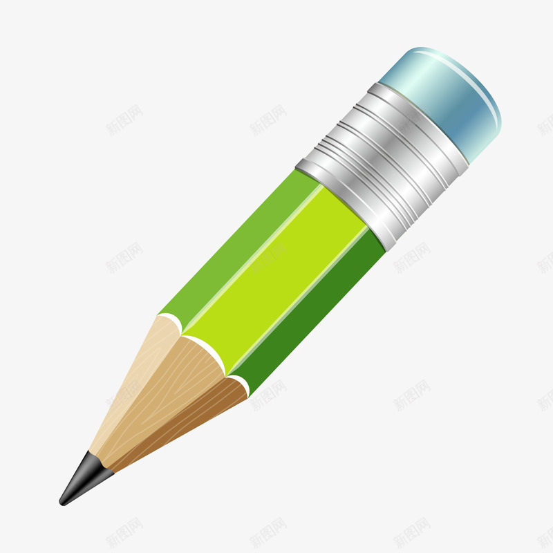 绿色带橡皮的铅笔图标png_新图网 https://ixintu.com 图标 学习用品 橡皮 铅笔