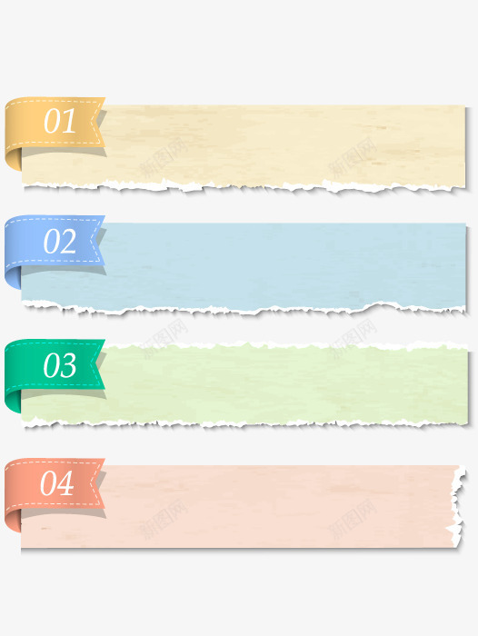 撕纸效果psd免抠素材_新图网 https://ixintu.com 序号 彩带 撕纸效果 文案背景 纸 绿色 蓝色 黄色