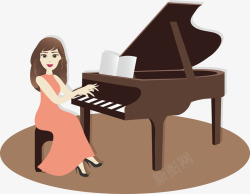 弹钢琴的女子素材