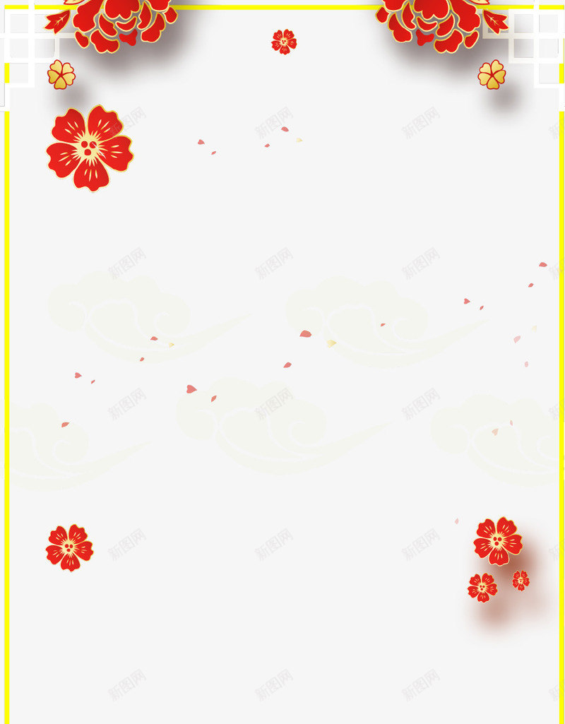 红色立体创意花朵装饰边框psd免抠素材_新图网 https://ixintu.com 中国民间文化 传统文化 传统节日 海报 立体创意 红色 花朵 边框 龙抬头