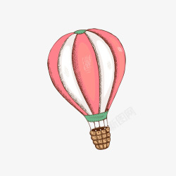 手绘粉色热气球矢量图素材