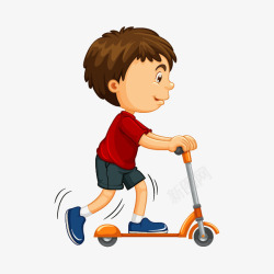 拿滑板小男孩玩滑板车的男孩高清图片