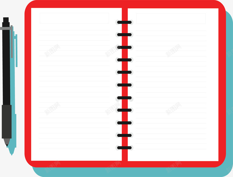 翻开的红色记事本矢量图ai免抠素材_新图网 https://ixintu.com 做笔记 商务笔记 矢量png 红色记事本 翻开的本子 记事本 矢量图