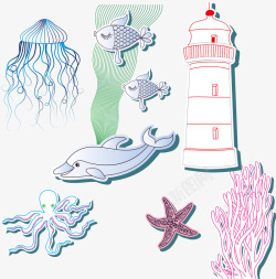 卡通海底世界矢量图素材