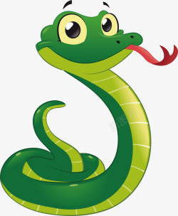 简单绿色背景手绘可爱绿色小蛇矢量图高清图片