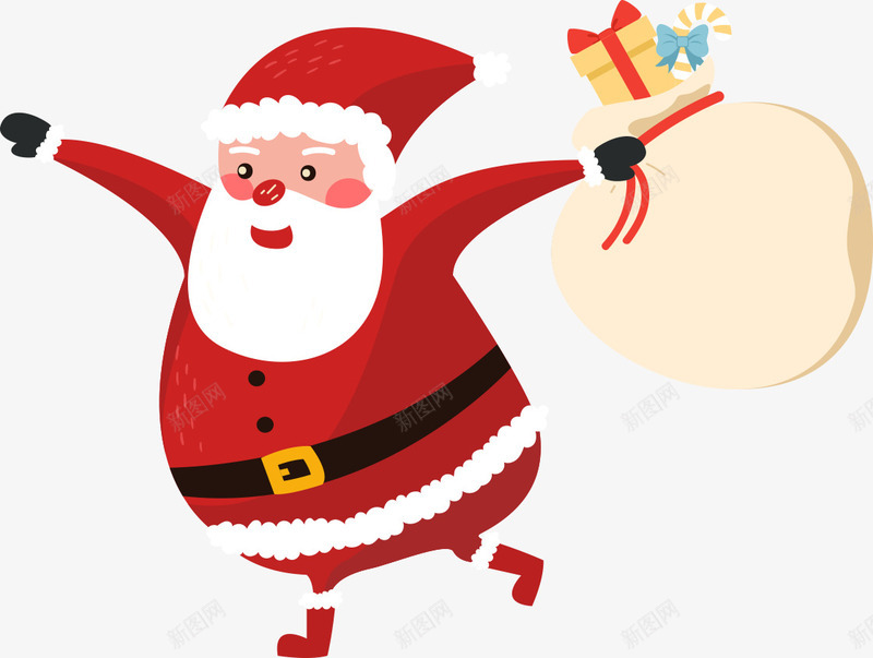 圣诞老人礼物袋子奔跑png免抠素材_新图网 https://ixintu.com 圣诞老人 圣诞节 圣诞节老公公 圣诞装饰 礼物袋子