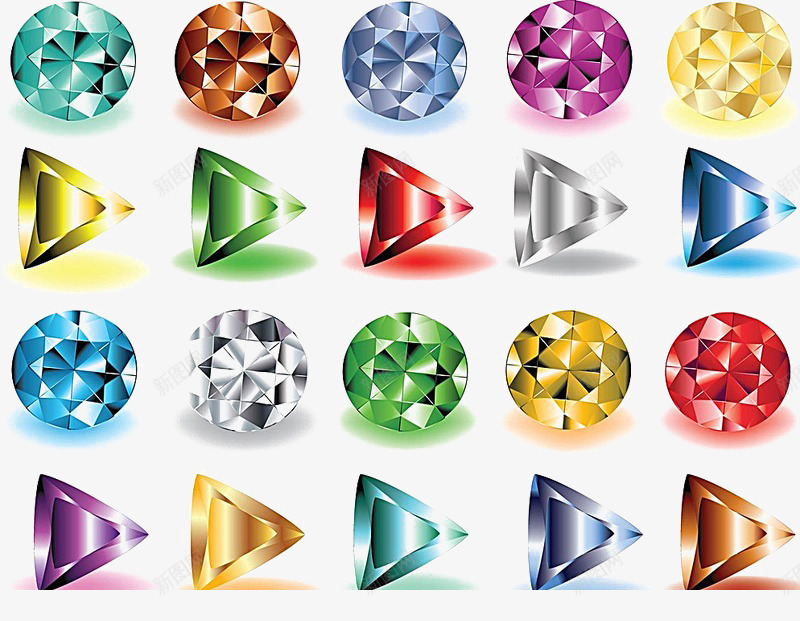 各式各样的钻石切割png免抠素材_新图网 https://ixintu.com 剔透 彩色 装饰 钻石