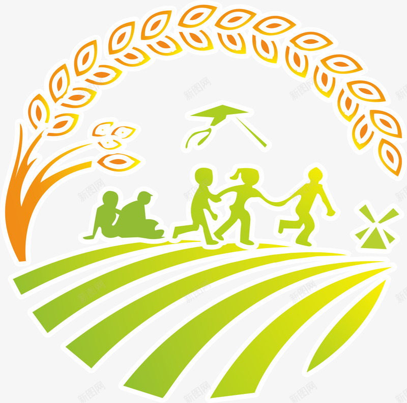 农业logo图标png_新图网 https://ixintu.com 农业图标 奔跑 草地 草源 麦