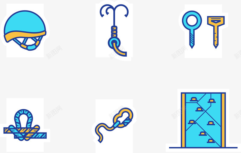 攀岩工具png免抠素材_新图网 https://ixintu.com 安全帽 攀岩工具 绳子 绳索 蓝色 钩子 颜色