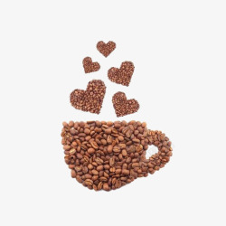 可可豆原材料创意咖啡杯高清图片