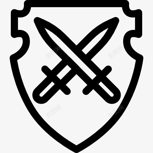 两剑盾图标png_新图网 https://ixintu.com 保护 安全 安全系统 武器 盾牌