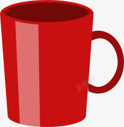 马克杯红色大红色磨砂杯矢量图高清图片