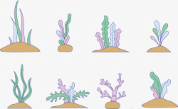 紫色海底水草矢量图素材