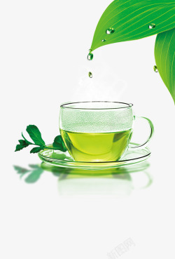 绿叶水滴清新绿茶高清图片