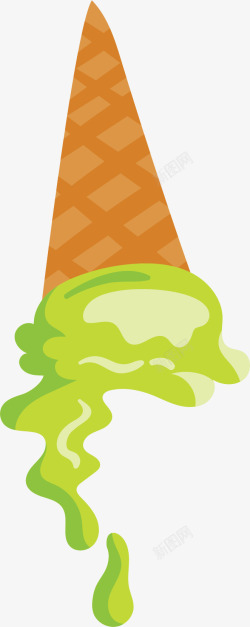 绿色冰激凌夏天融化的冰激凌矢量图高清图片