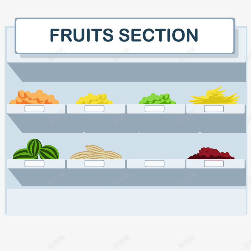 扁平化超市货架png免抠素材_新图网 https://ixintu.com 扁平化超市 购物 超市