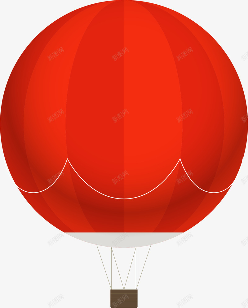 唯美红色热气球png免抠素材_新图网 https://ixintu.com 创意热气球 唯美热气球 小清新 棕色框框 白色线条 红色热气球