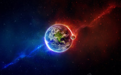 蓝色星球背景冰与火的地球高清图片