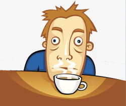 闻咖啡的味道卡通插图喝咖啡的男士高清图片