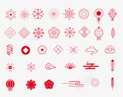 新年红色鞭炮装饰图标红色中国风过年春节图标高清图片