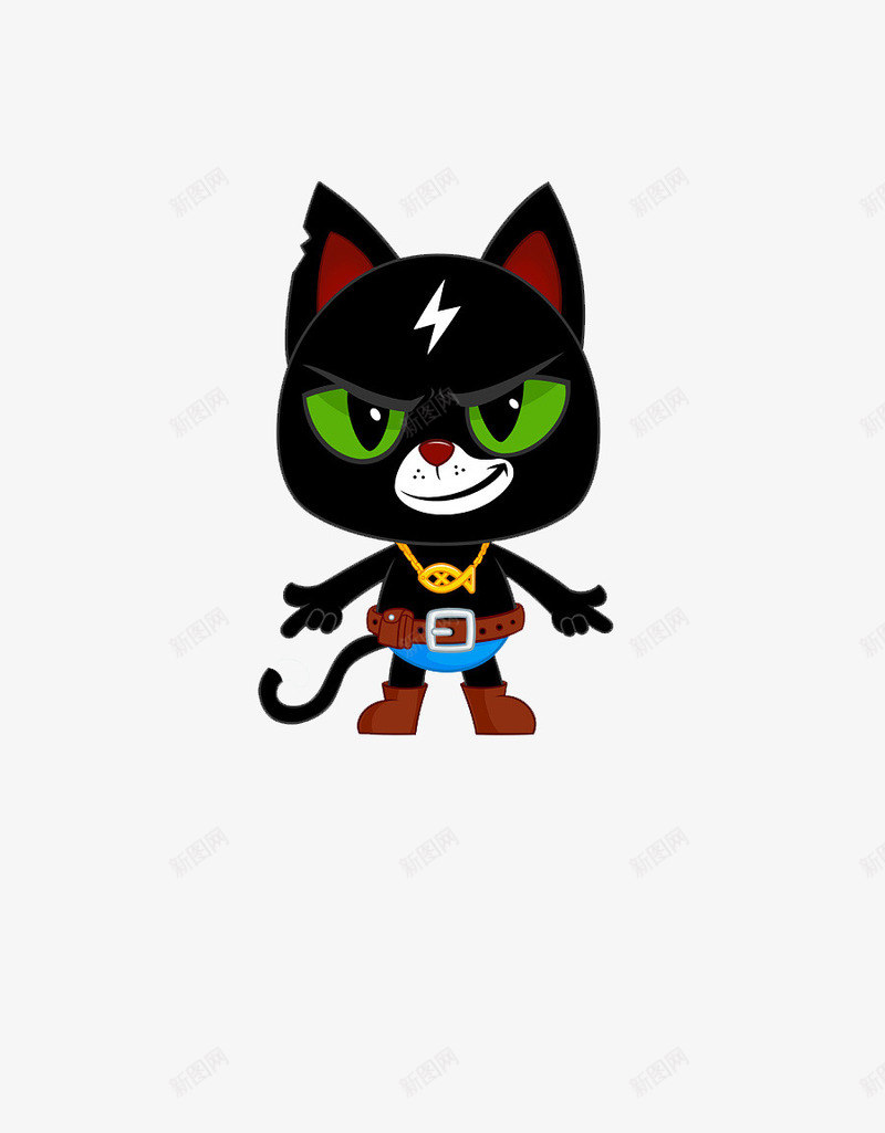 酷酷的闪电猫png免抠素材_新图网 https://ixintu.com 卡通 酷 闪电猫 黑色