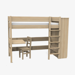 木制简单一层宿舍床素材
