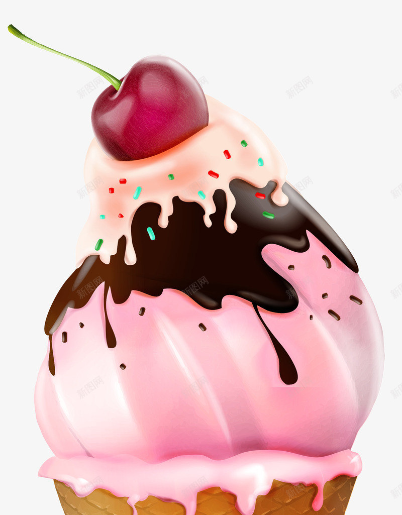 草莓味雪糕png免抠素材_新图网 https://ixintu.com 冰品 冰激凌 甜品 甜筒 脆皮 草莓味雪糕 雪糕 餐饮行业