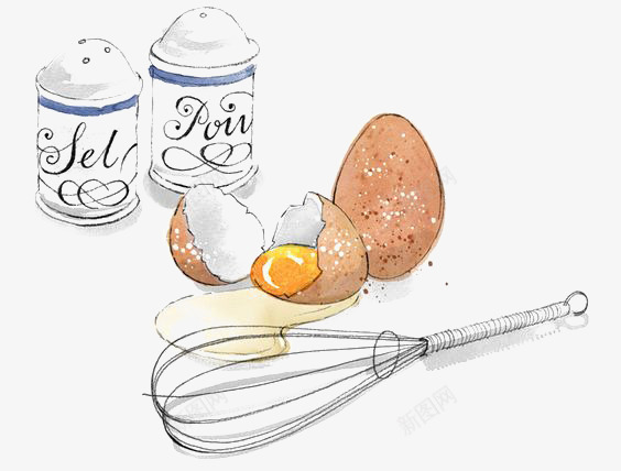 打鸡蛋png免抠素材_新图网 https://ixintu.com 手绘 打蛋器 插画 美食 鸡蛋