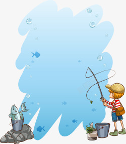 钓鱼涂鸦钓鱼蓝色留言板高清图片