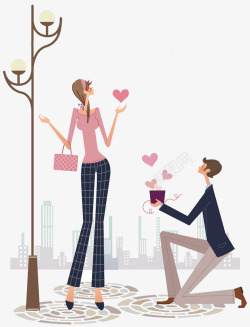 卡通求婚情侣素材