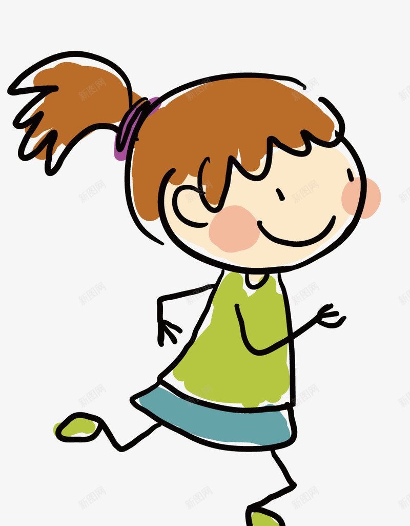 奔跑的女孩png免抠素材_新图网 https://ixintu.com 卡通手绘 可爱 奔跑 女生 小女孩 矢量素材 跑步
