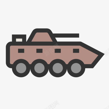 棕色装甲车卡通图标矢量图图标