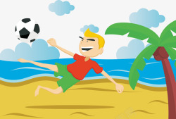 沙滩足球足球少年高清图片