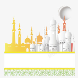 夜晚清真寺创意清真寺穆斯林建筑海报背景高清图片