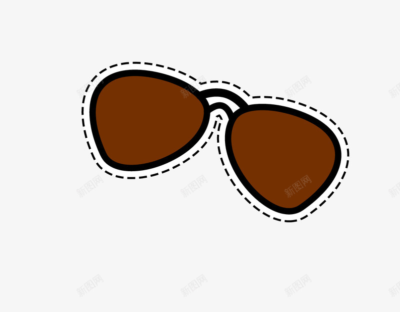 棕色太阳镜png免抠素材_新图网 https://ixintu.com 一副 卡通 手绘 棕色的 眼镜 眼镜框 简图