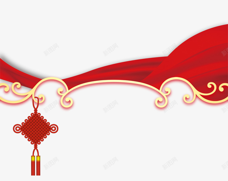 红色丝绸中国结装饰边框png免抠素材_新图网 https://ixintu.com 丝绸 中国结 中国风 红色 装饰图案 边框纹理
