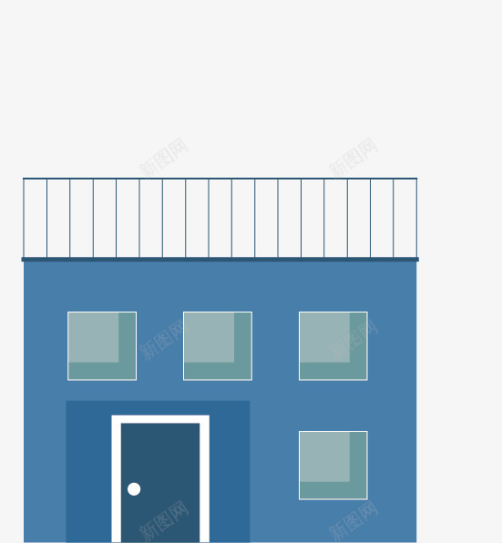 蓝色教学楼建筑png免抠素材_新图网 https://ixintu.com 卡通楼房 矢量建筑