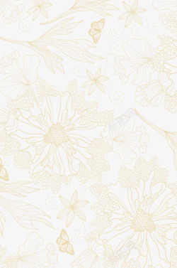 金色线条光金色花朵叶子底纹高清图片