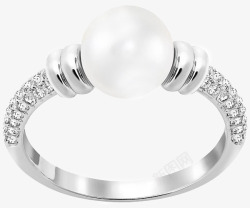 细指环施华洛世奇首饰珍珠戒指高清图片