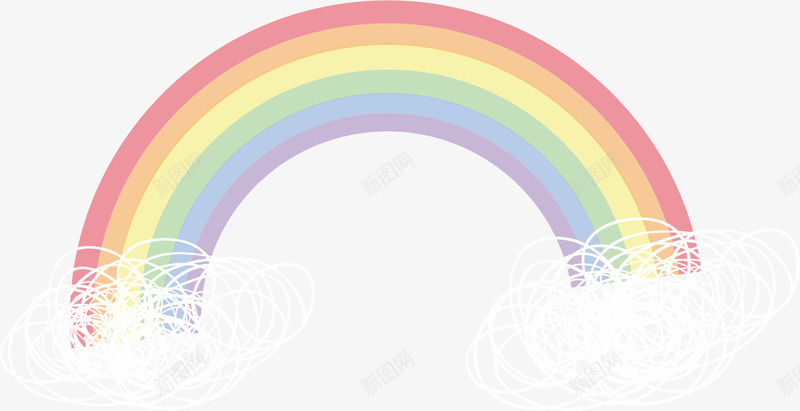 彩虹涂鸦矢量图ai免抠素材_新图网 https://ixintu.com 七彩彩虹 彩绘 手绘 白云 矢量图