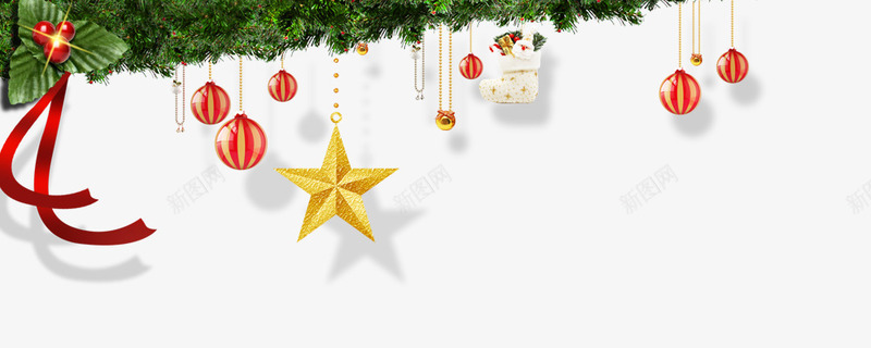 圣诞挂饰元素png免抠素材_新图网 https://ixintu.com 圣诞素材 圣诞节 星星 球形 绿色