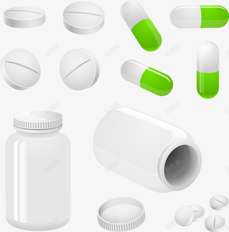 药片和药瓶png免抠素材_新图网 https://ixintu.com 可爱 好看 简单 药瓶
