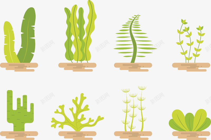 绿色海底植物png免抠素材_新图网 https://ixintu.com 位图图形 印刷图 手绘 手绘彩色 植物 海底 绿色 装饰图