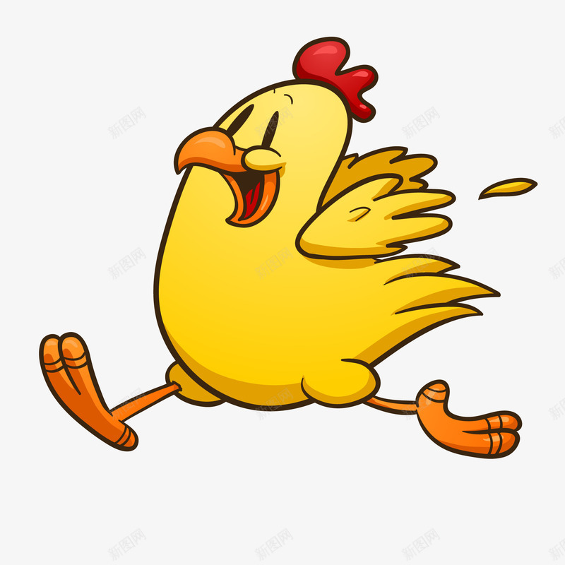 奔跑的小鸡动物矢量图ai免抠素材_新图网 https://ixintu.com 农场 动物设计 卡通 奔跑 手绘 黄色 矢量图