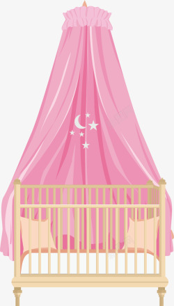 婴儿床睡着的宝宝粉色母亲节婴儿床高清图片