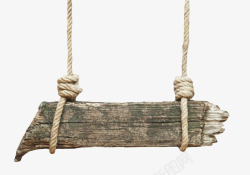 打结的麻绳黑色斑驳用绳子挂着的木板实物高清图片