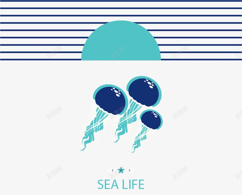 彩绘海底水母png免抠素材_新图网 https://ixintu.com 彩绘 水母 水母设计 海底