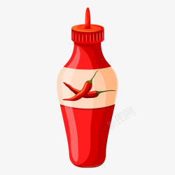 酱料瓶红色瓶装辣椒酱矢量图高清图片