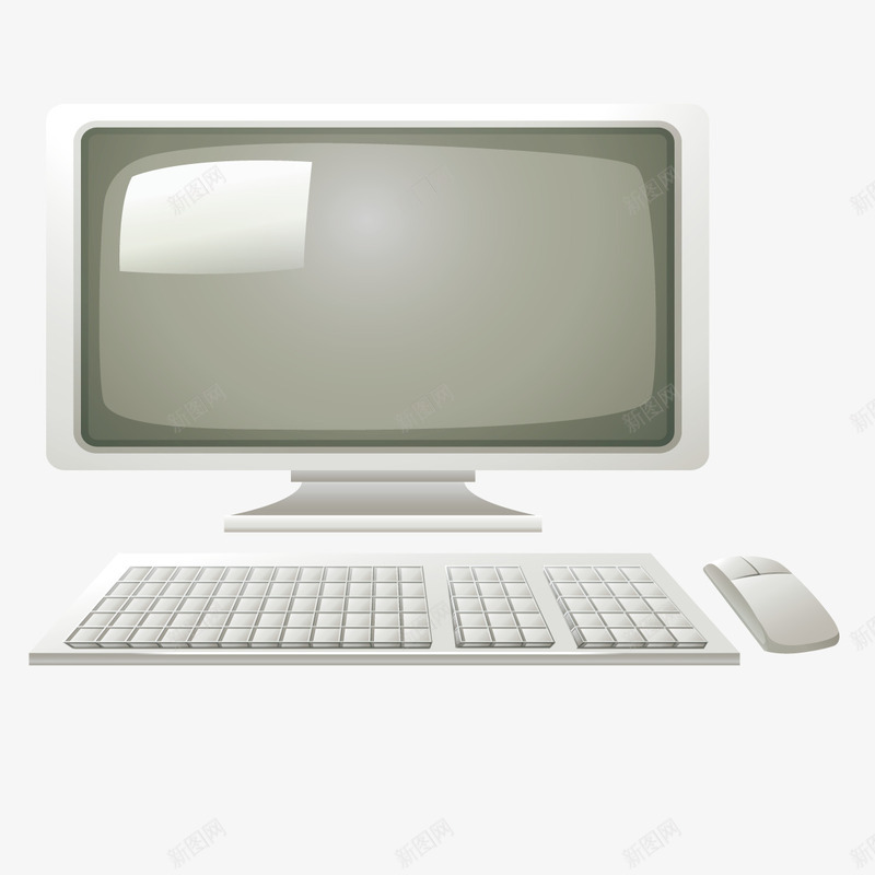 液晶电脑png免抠素材_新图网 https://ixintu.com 电脑 白色 键盘 鼠标